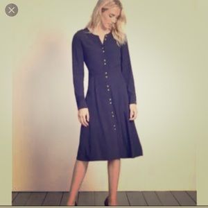 Boden navy dress with gold buttons